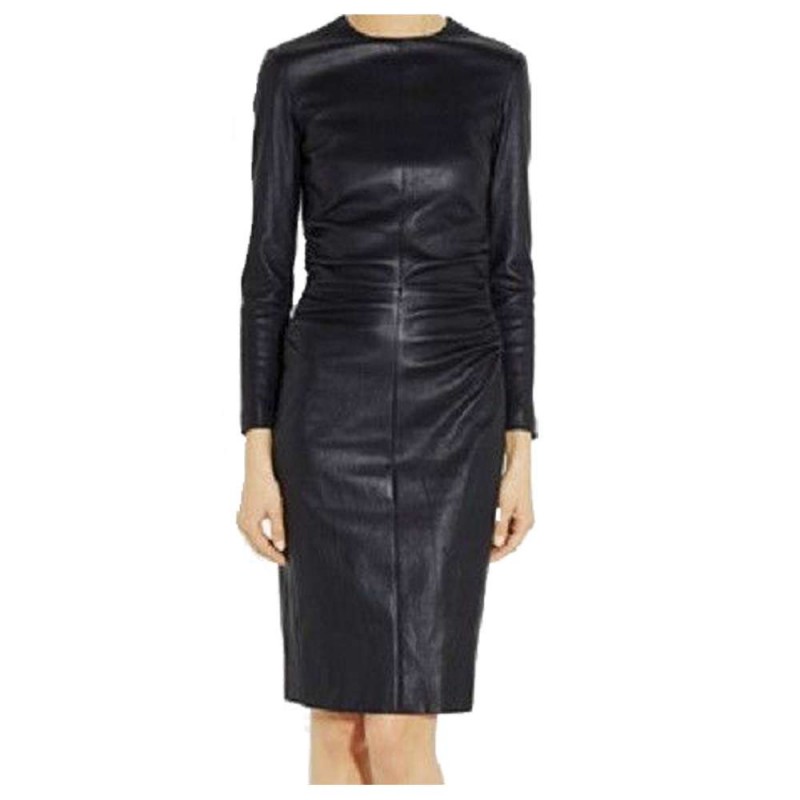 New Genuine Leather Lambskin Women Fashion Ladies Dress 